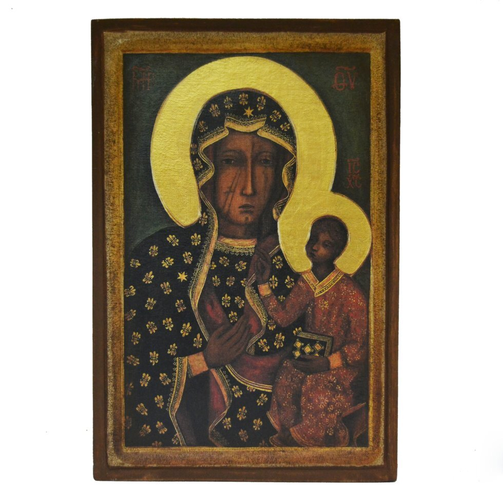 Икона Пресвятая Богородица Ченстоховская Белзька на дереве 30х20 см (102-0051с)