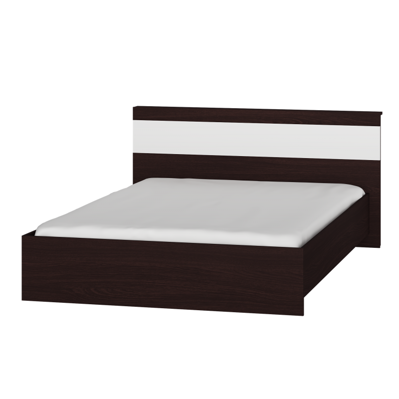 Кровать двуспальная Эверест Соната-1400 140х200 см Венге темный/Белый (EVR-2091)