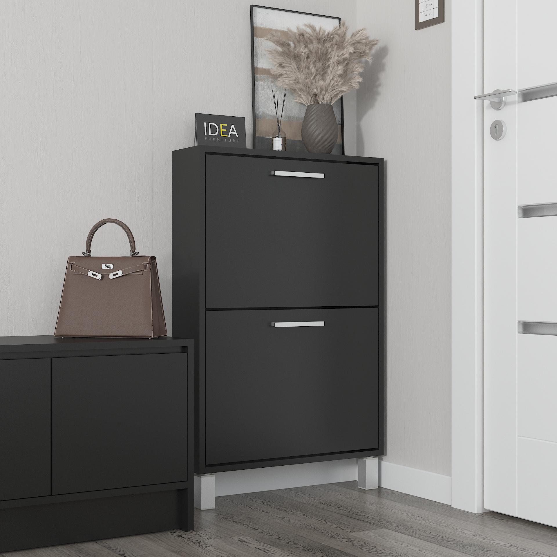 Тумба для обуви на 2 отделения 590х945х160 мм Черный (A-158)