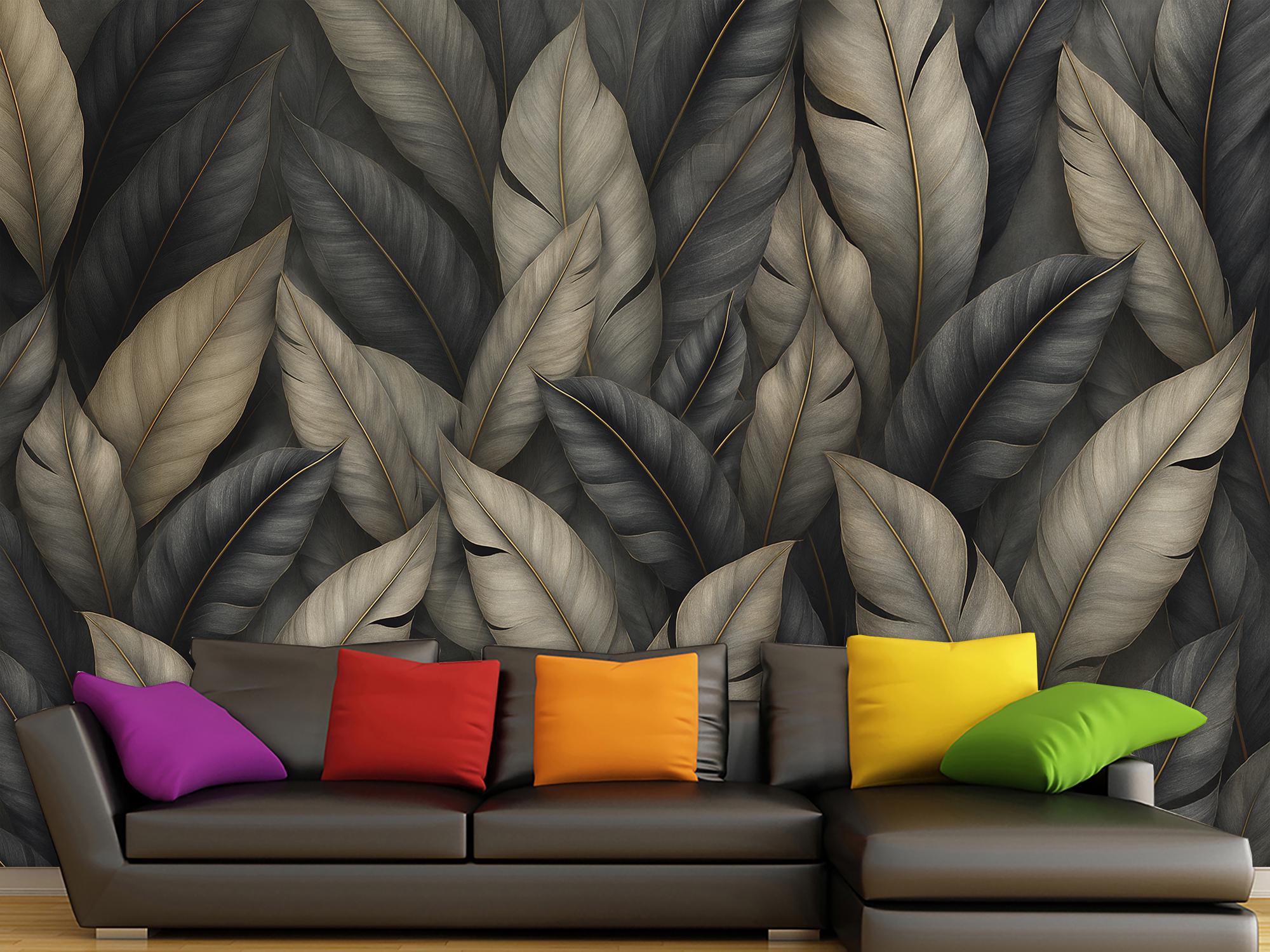 Фотообои флизелиновые Upstream Темный шик абстрактные листья 180х120 см (S5NTR-106/2) - фото 5