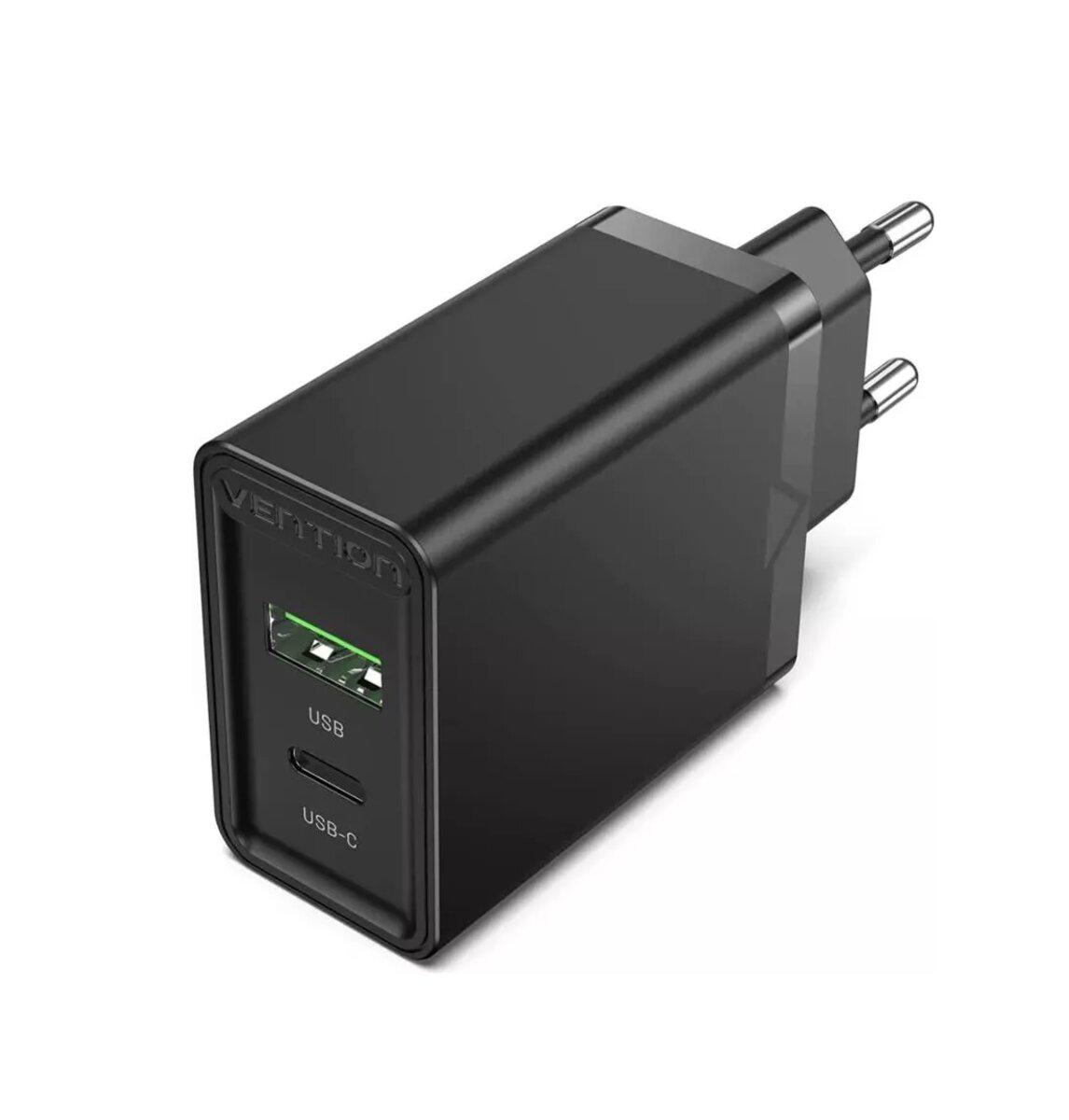 Мережевий зарядний пристрій Vention Two-Port USB Wall Charger EU-Plug Black (FBBB0-EU)