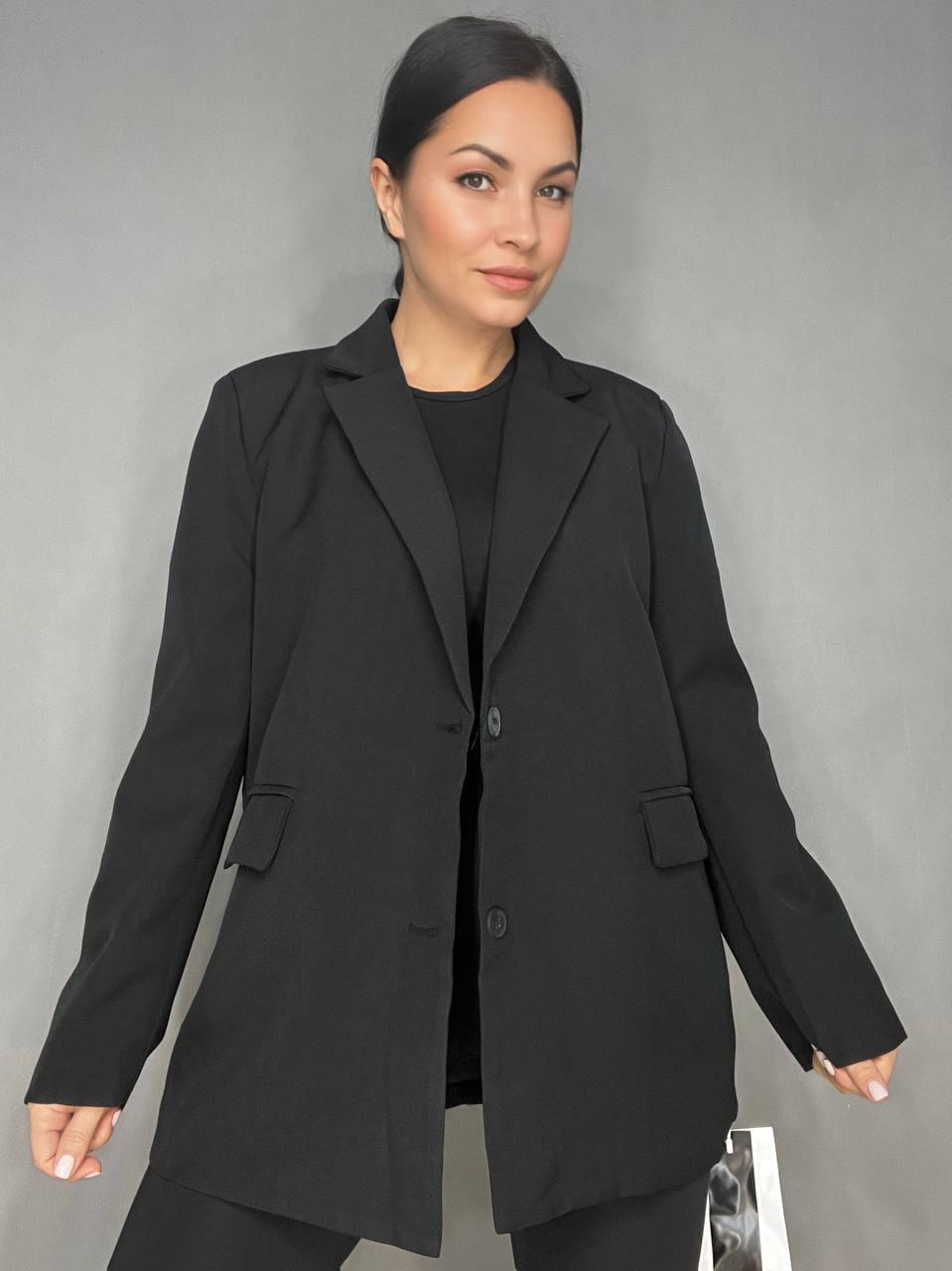 Пиджак женский Qidian 6105 оверсайз с ремнем удлиненный свободный крой OS Черный (3342) - фото 4 Пиджак женский Qidian 6105 оверсайз с ремнем удлиненный свободный крой OS Черный (3342) - фото 4