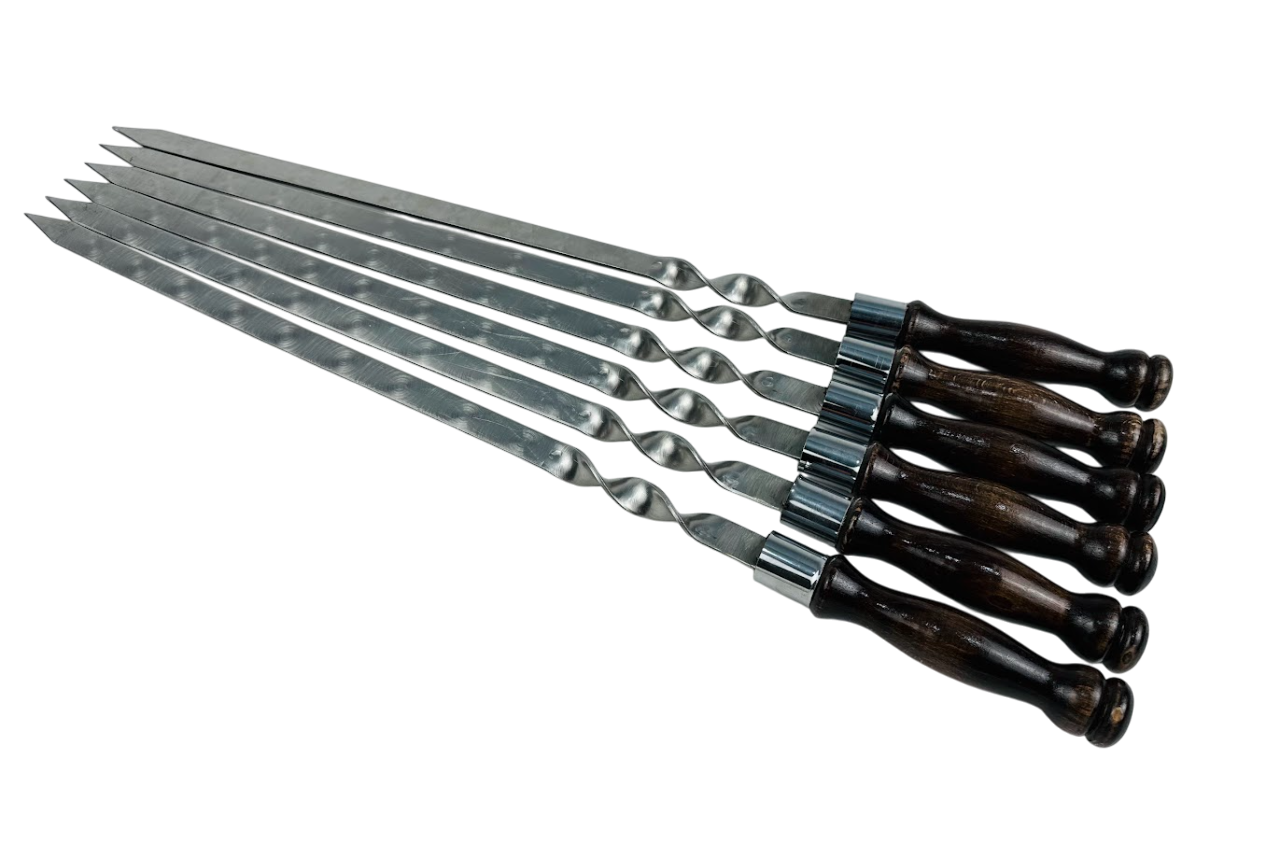 Набор шампуров Венге для грибов и овощей из нержавеющей стали с деревянной ручкой 65 см 3 шт. Венге (124-10-SH-3131)