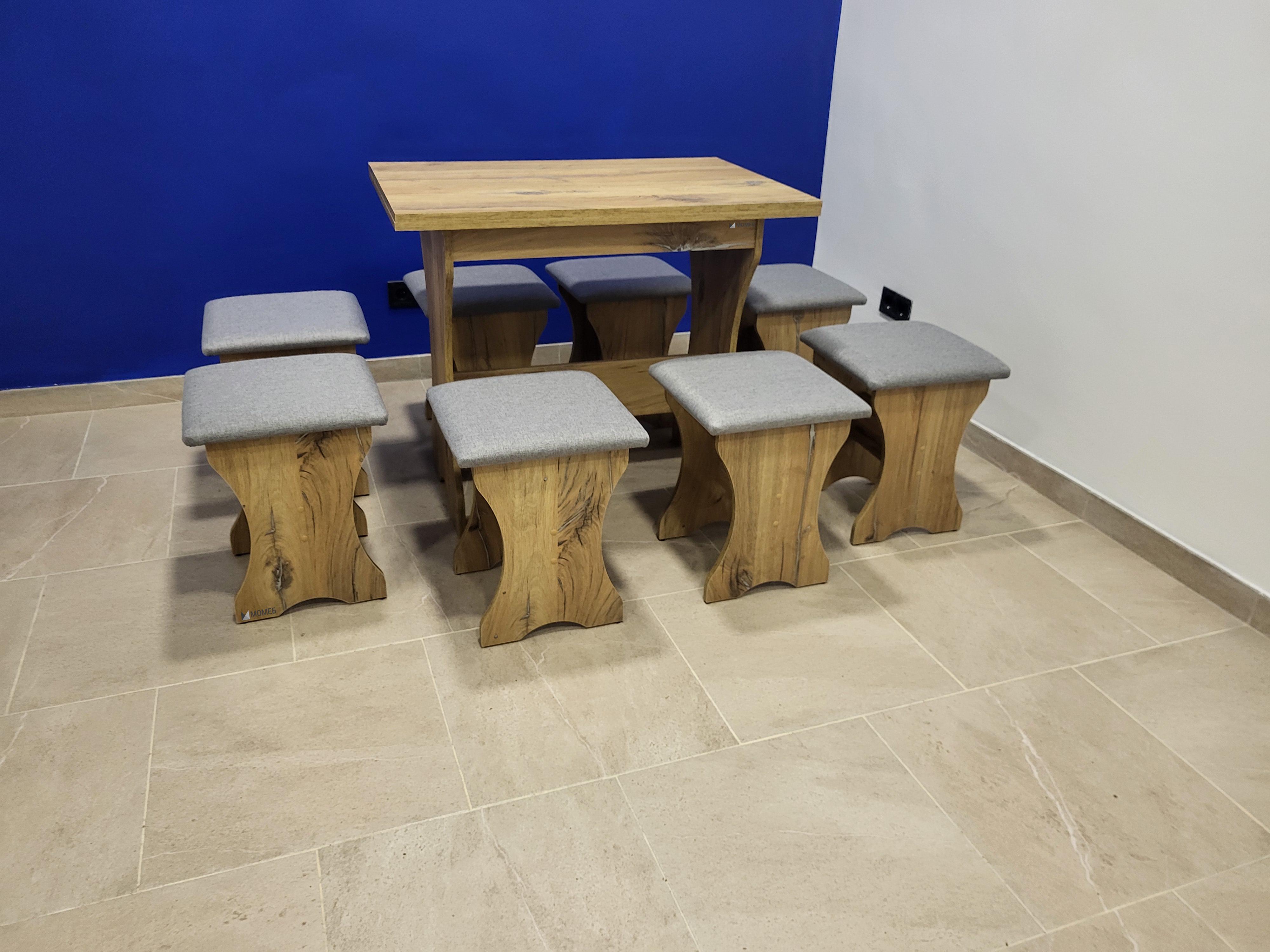 Стіл розкладний та 8 табуреток Сімейний Дуб Флагшток/Сільвер (S8T-DF-S)