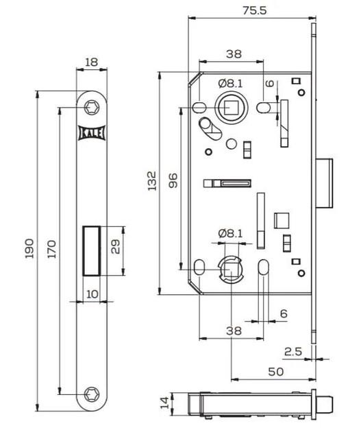 Замок 239N межкомнатный WC Латунь (1-30209) - фото 2 Замок 239N межкомнатный WC Латунь (1-30209) - фото 2
