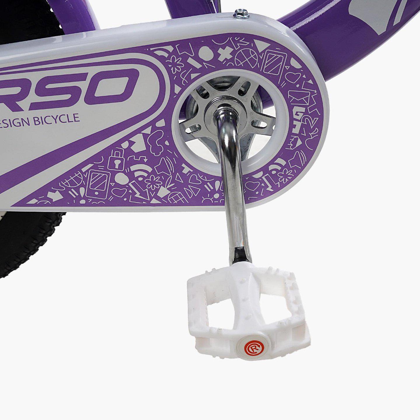 Велосипед двухколесный детский Corso 14" Nice с корзиной и багажником Фиолетовый - фото 5