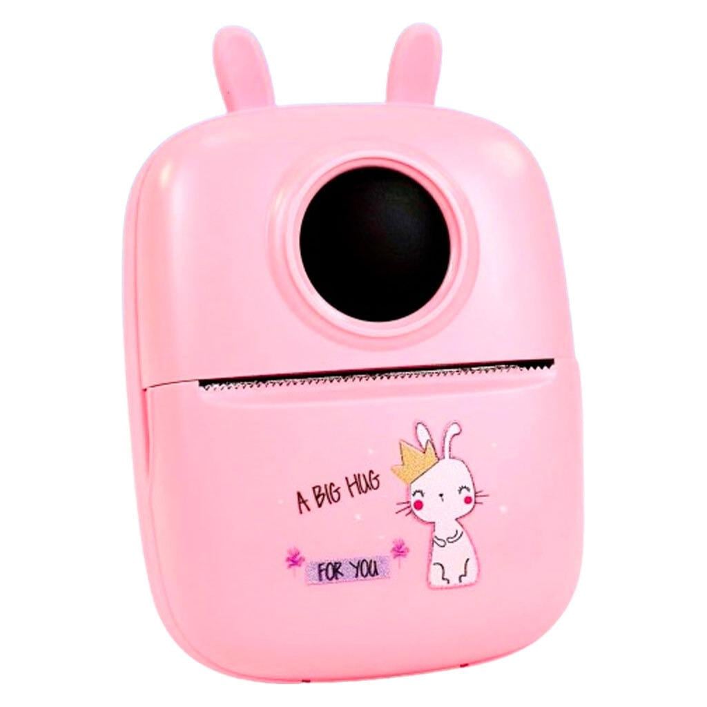 Термопринтер с термопечатью Mini D7 Rabbit портативный детский Розовый (D7-87)