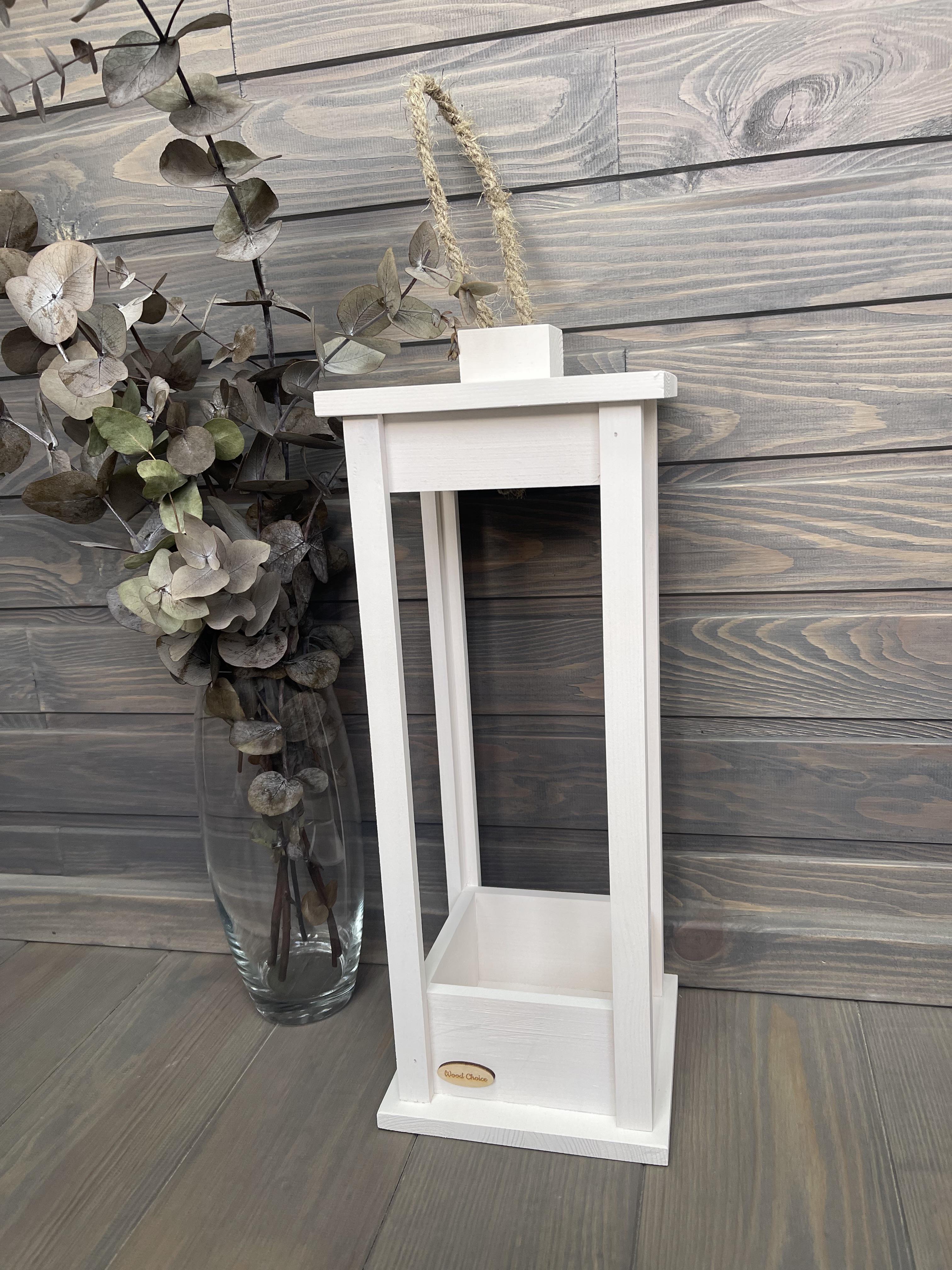 Подсвечник деревянный Wood Choice Фонарь 17х17х45 Белый - фото 2