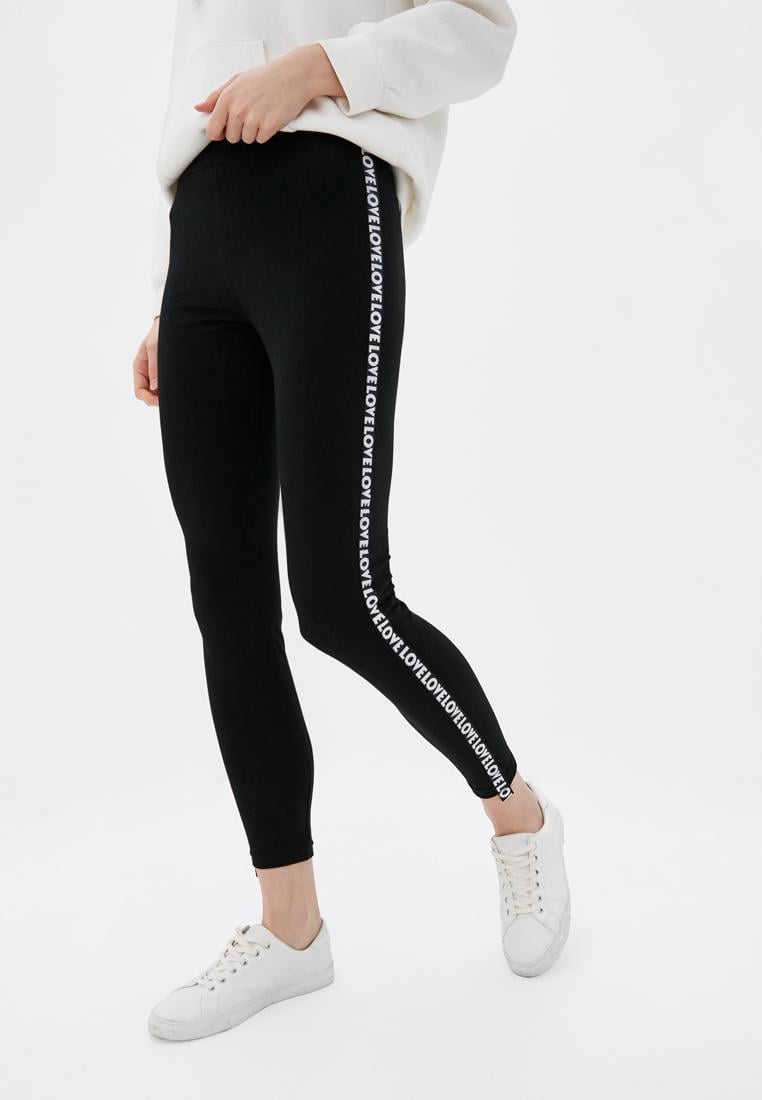 Женские лосины с надписью на лампасе ROZA 210207 XL Черный (4824005622304)