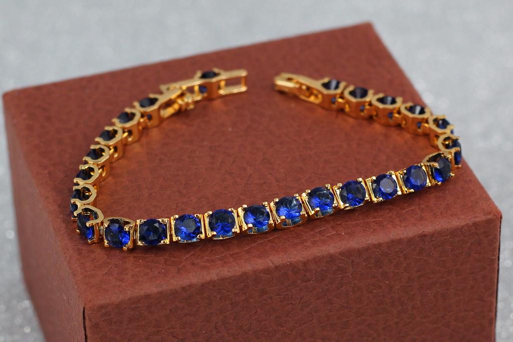 Браслет Xuping Jewelry Искры салюта с синими камнями 21 см 5 мм Золотистый (1557570011)