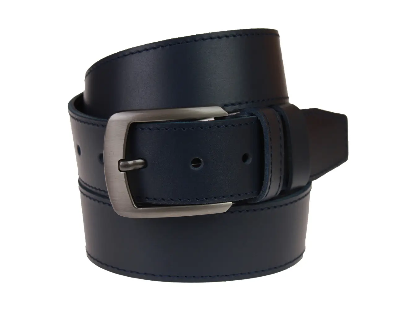 Ремень Freeskin кожаный с одной прошивкой по периметру 115-150 см Синий (82106)