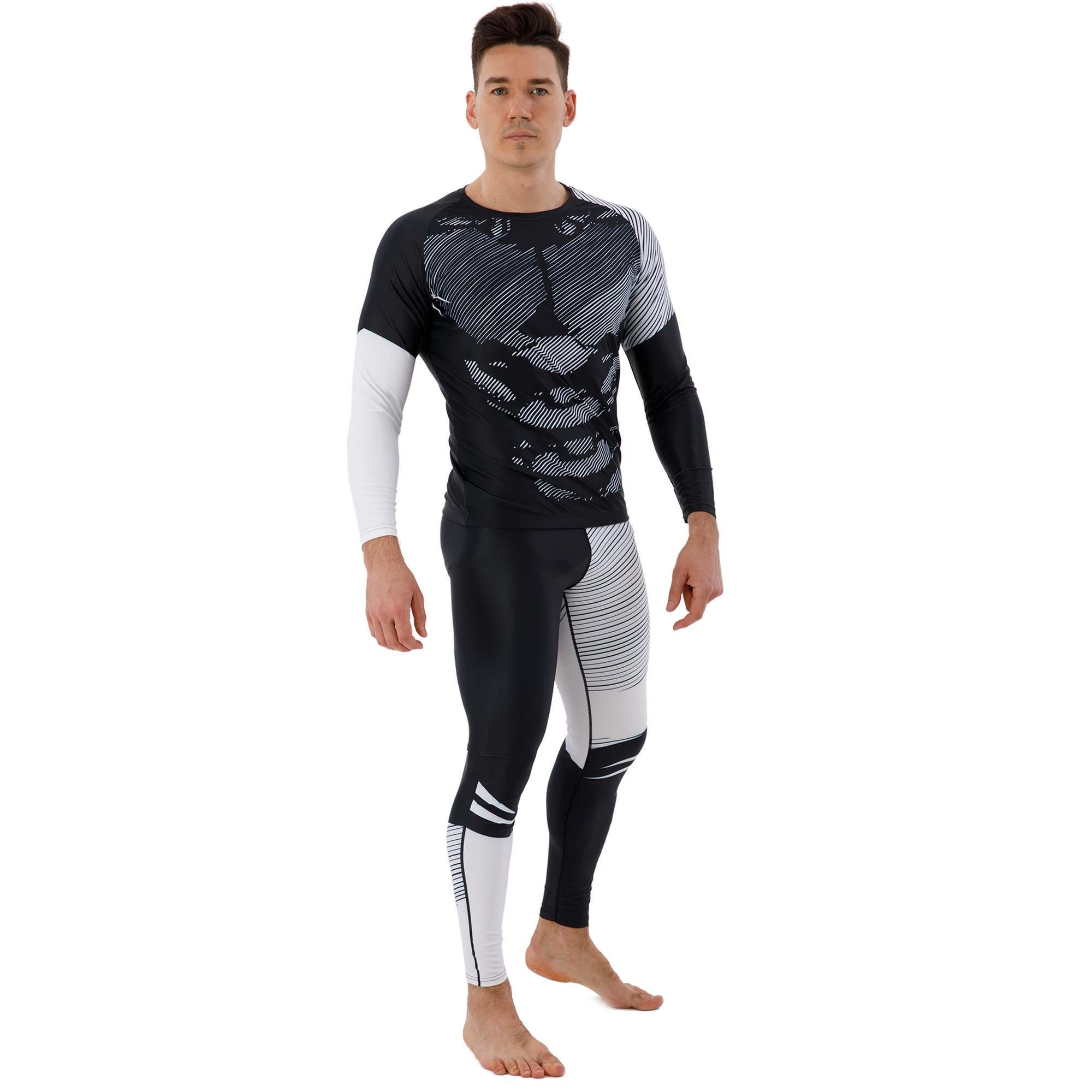 Компресійний одяг чоловічий DOMINO TC210-KC210-2 лонгслів і штани L/р. 44-46 зріст 170-175 см Чорний/Білий (6936116101169)