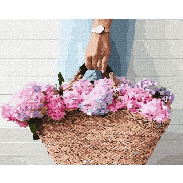 Картина по номерам Brushme GX36620 Корзина с гортензиями 40x50 см (1377145788)
