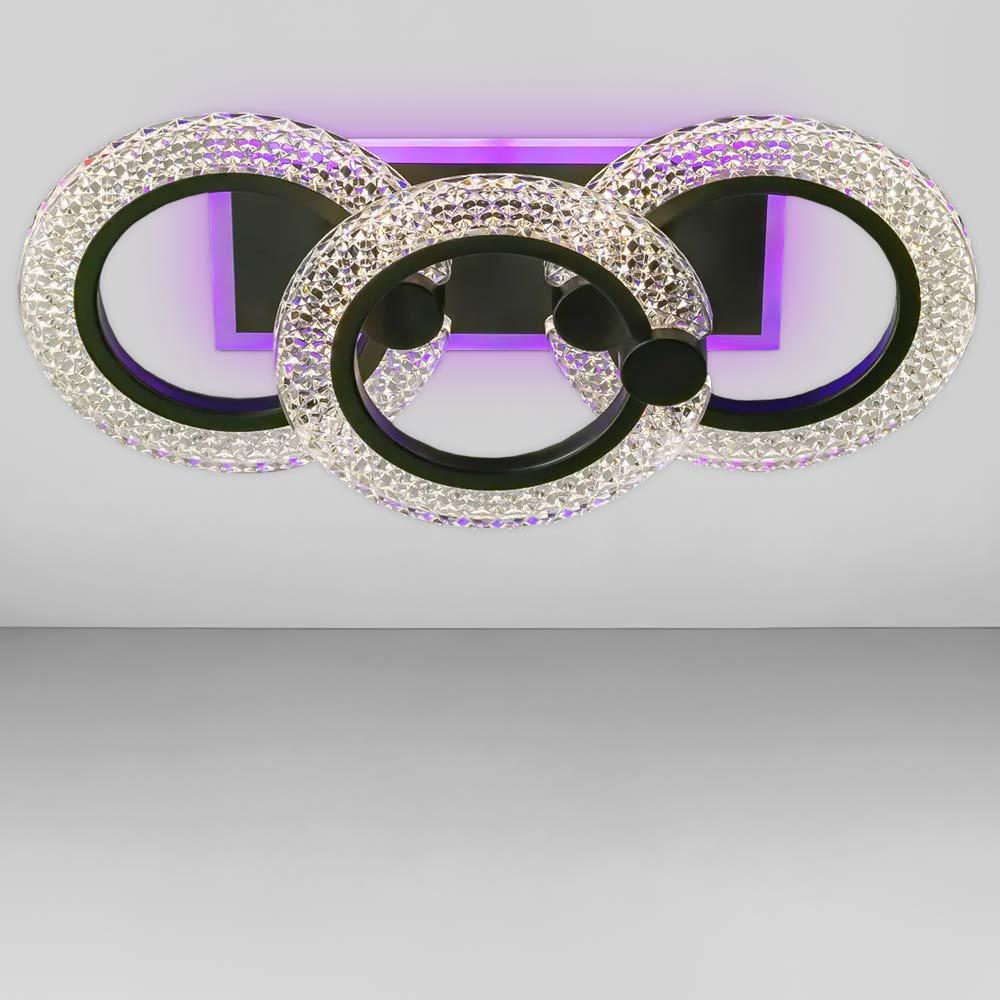 Люстра потолочная светодиодная Lighthouse SC-19273/2+1C BK PK/BU/PL 42W/14W 440х200х130 мм Черный