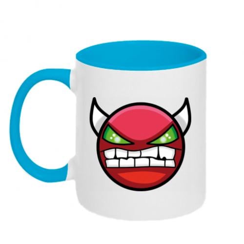 Чашка двухцветная Geometry Dash Demon 320 мл Белый с голубым (8864680-33-153912)