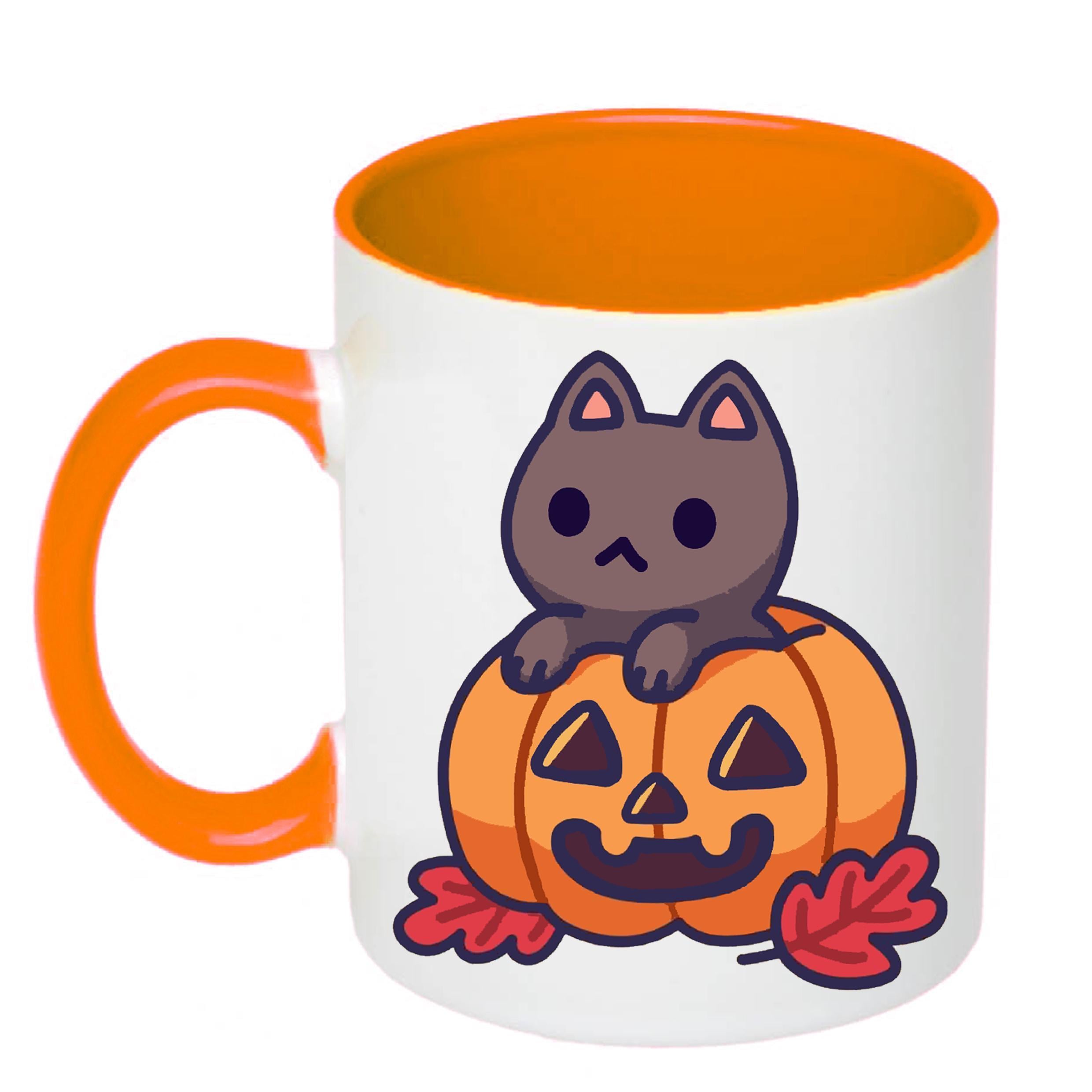 Чашка с печатью Helloween Cat 330 мл Оранжевый (20916)