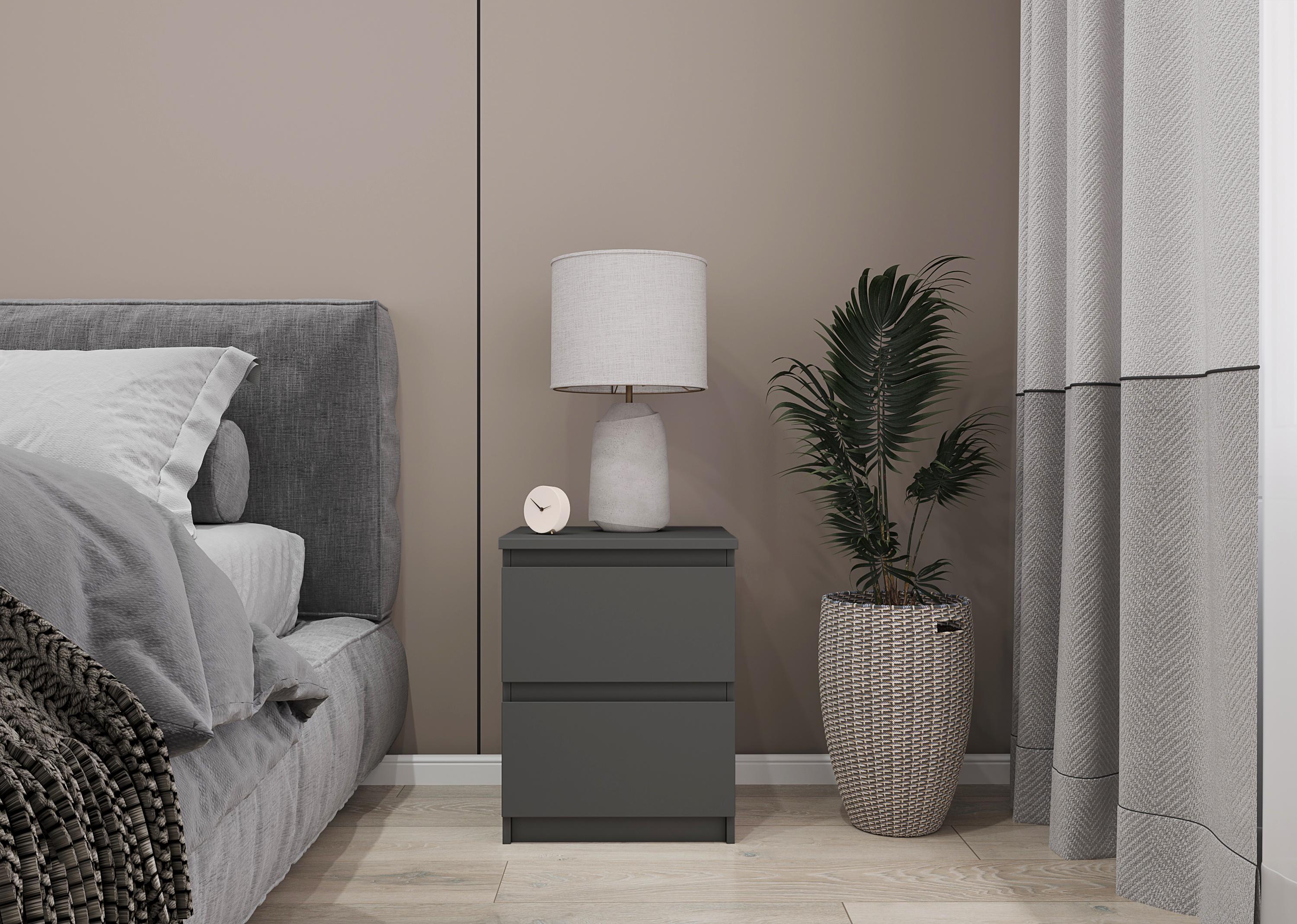 Тумба приліжкова з фасадами без ручок 40х40х53 см Антрацит - фото 1