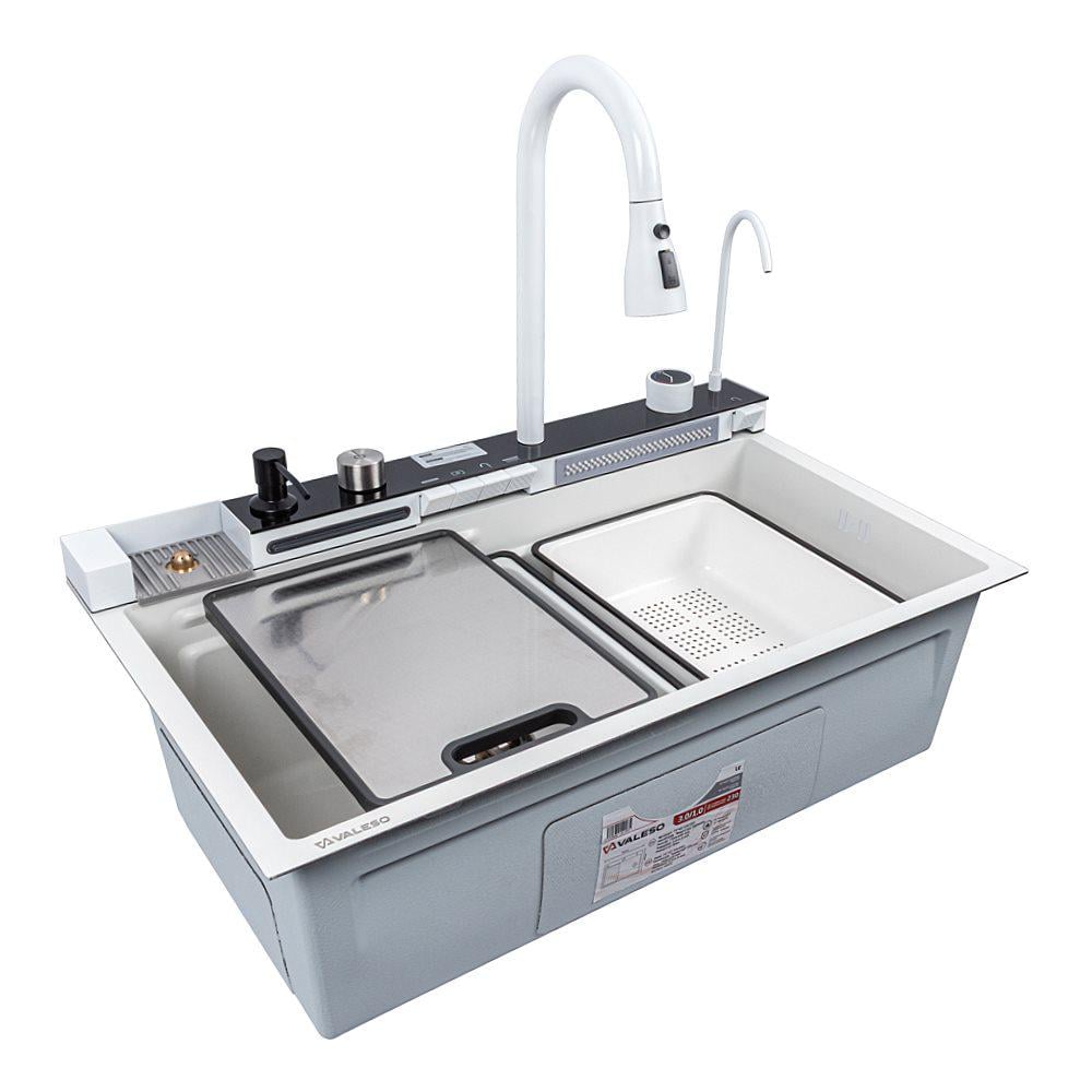 Мойка кухонная Valeso Водопад 75х45 см Белый