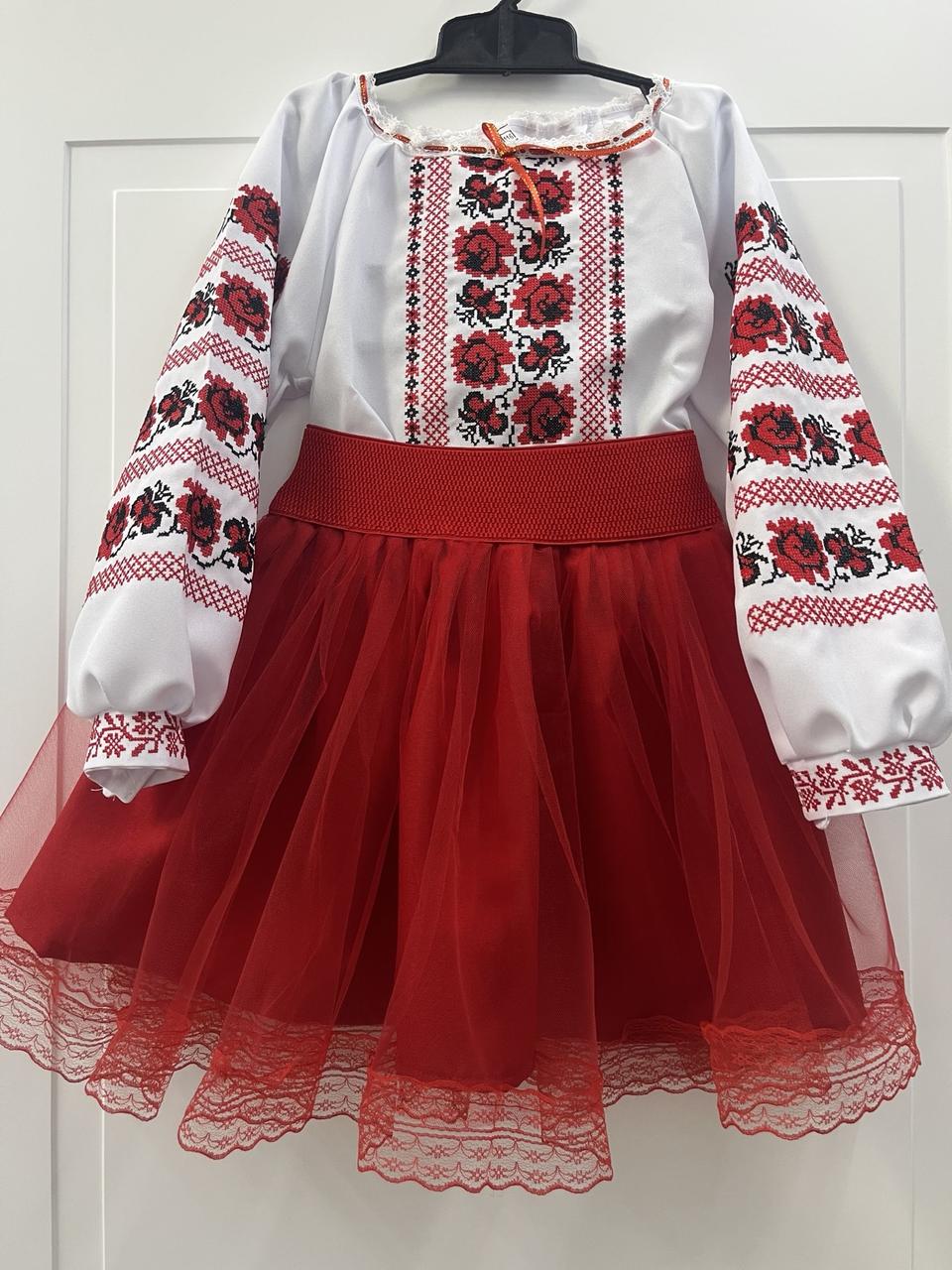 Костюм вышиванка для девочки 110 см Белый/Красный - фото 5 Костюм вышиванка для девочки 110 см Белый/Красный - фото 5