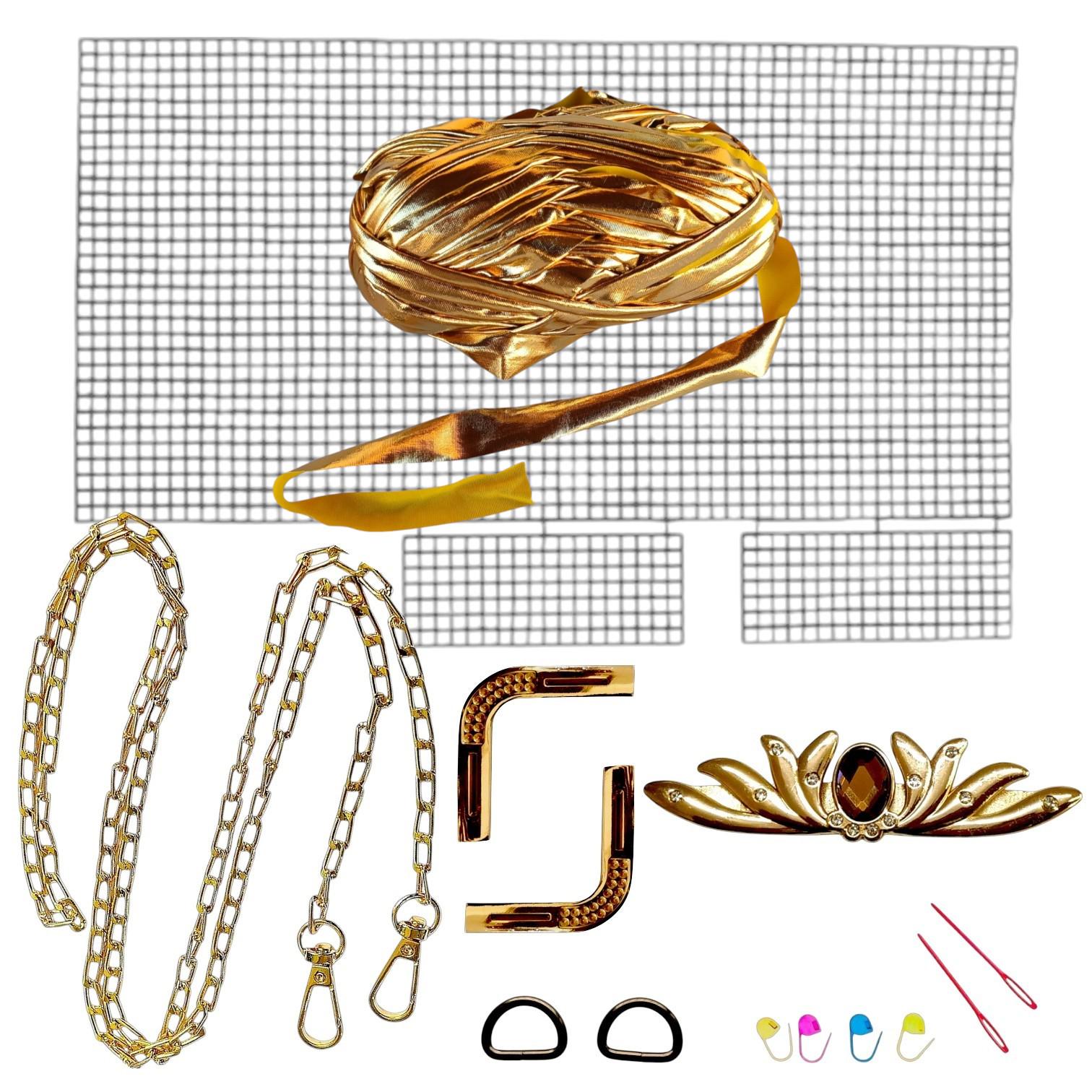 Набор для создания сумки из пластиковой канвы Лилия с нитками металлик Золотистый (8203-43) Набор для создания сумки из пластиковой канвы Лилия с нитками металлик Золотистый (8203-43)