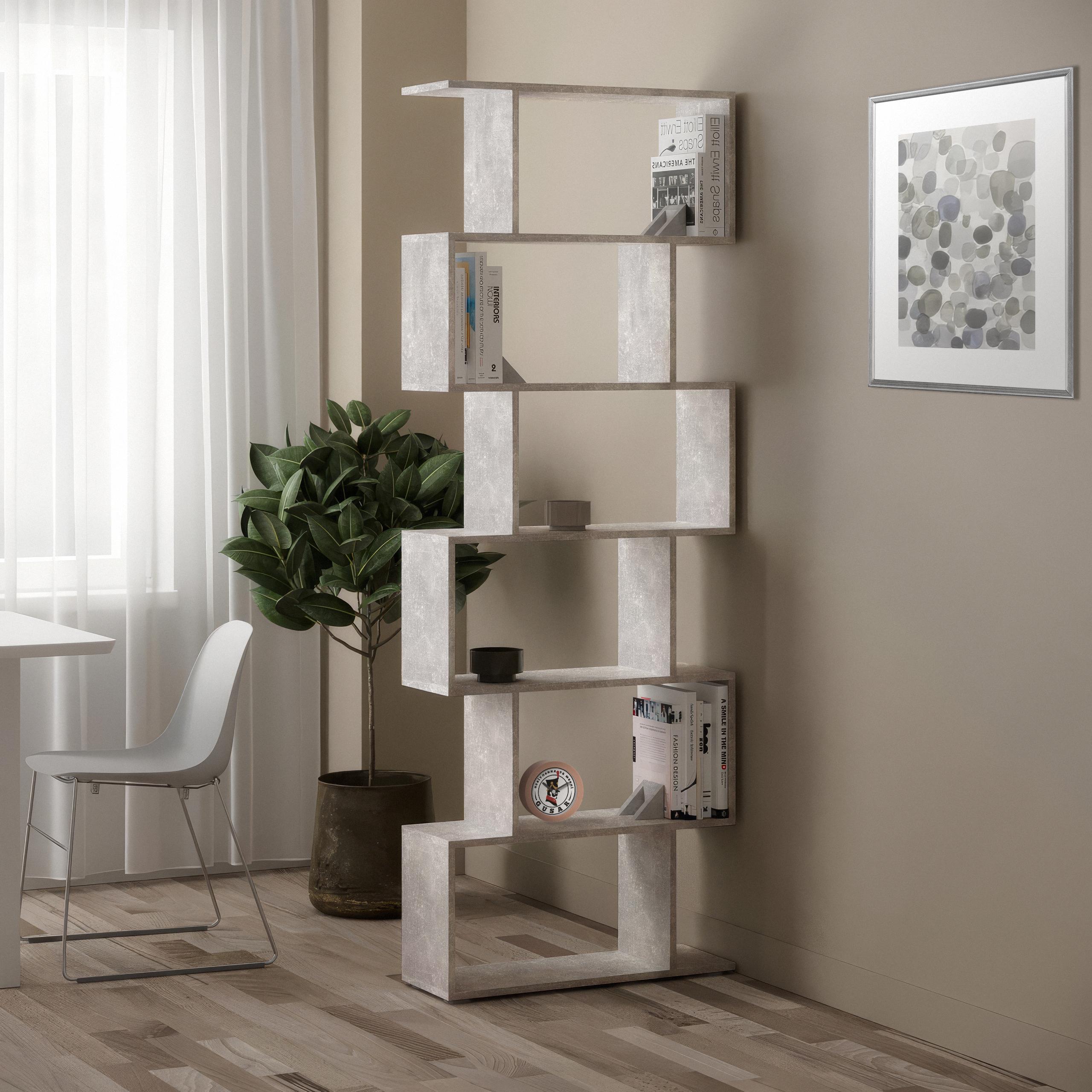 Стелаж для книг та декору на 6 комірок GT-56 700х238х1920 мм Бетон - фото 1