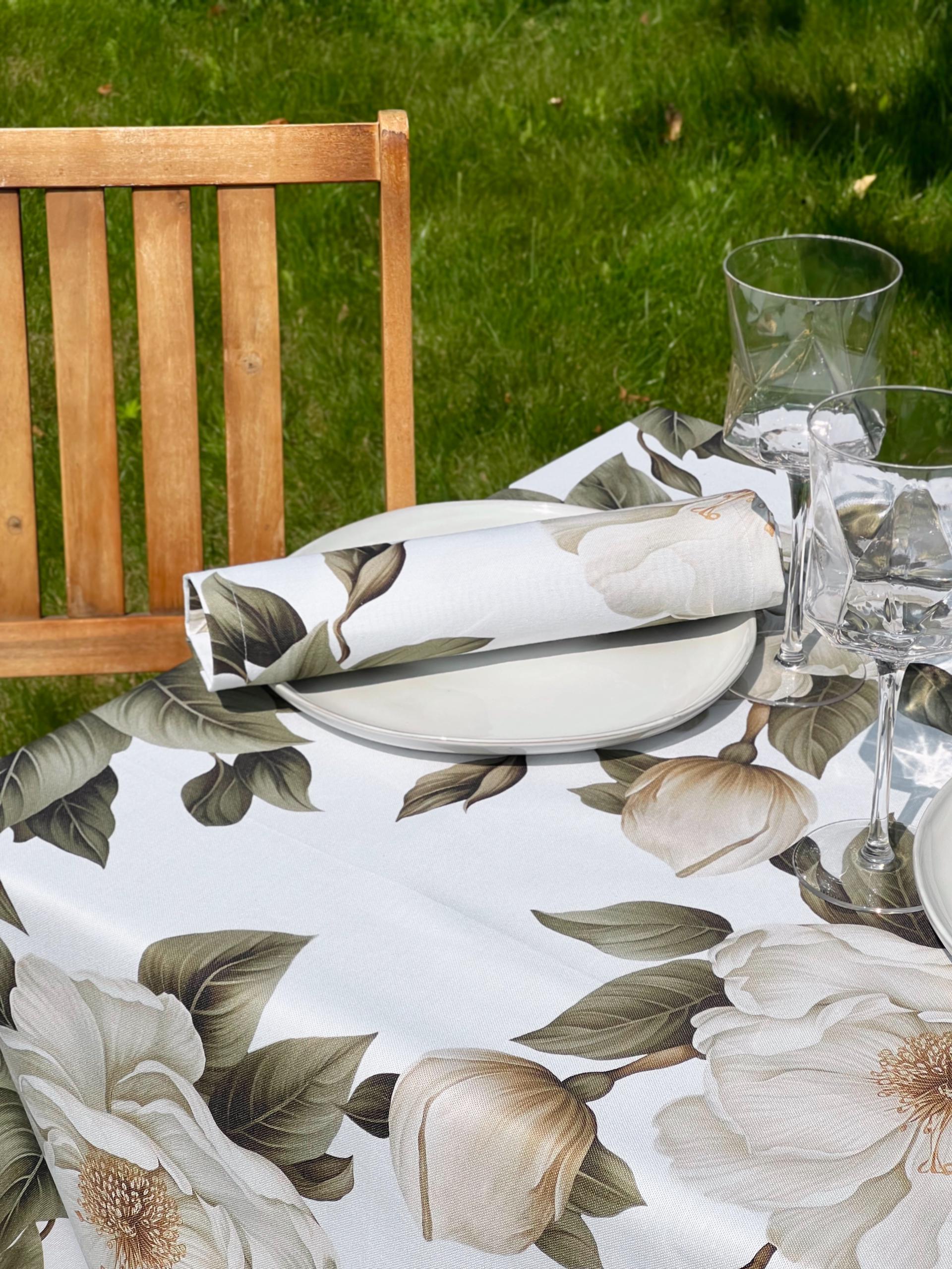 Скатерть водоотталкивающая с 3D принтом Чайный цветок 110x110 см/4 салфетки 30x40 см Бежевый (855-2) Скатерть водоотталкивающая с 3D принтом Чайный цветок 110x110 см/4 салфетки 30x40 см Бежевый (855-2)