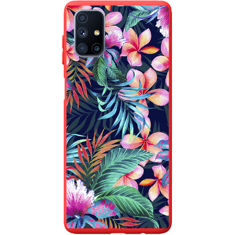 Чехол Boxface Samsung M515 Galaxy M51 flowers in the tropics Красный силикон (40937-up1971-41570)