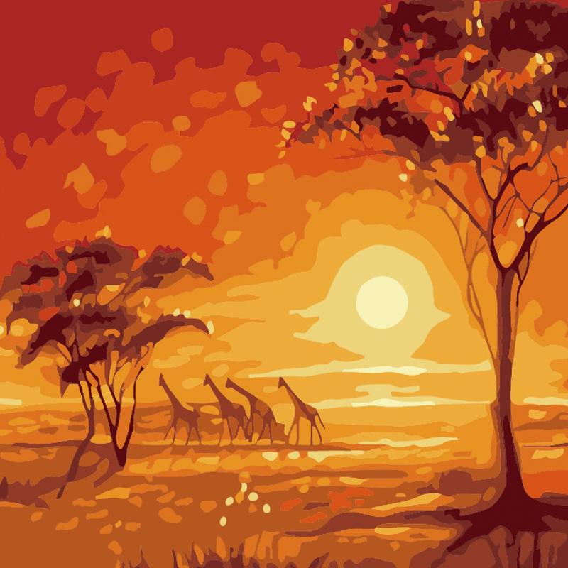 Картина по номерам Strateg Жирафы 20х20 см (HH5576)