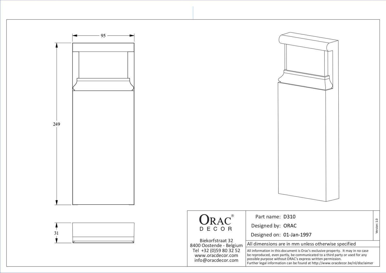 Постамент Orac Decor D310 дюрополимерный - фото 3