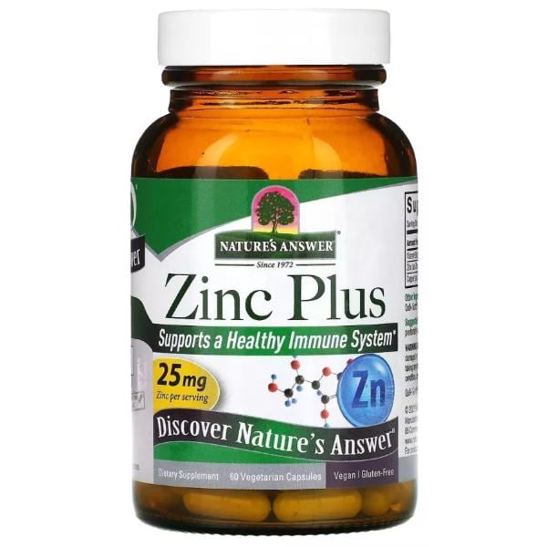 Микроэлемент цинк Nature's Answer Zinc Plus 25 мг 60 вег. капс. (000022214)