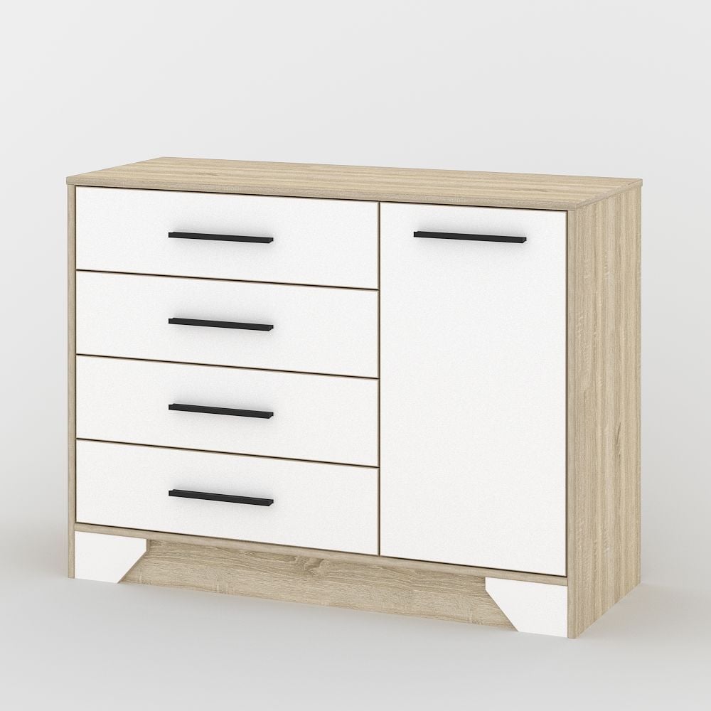 Комод Тиса Меблі 110 Дуб сонома/Білий (619cfe906020d10e373c29d2)