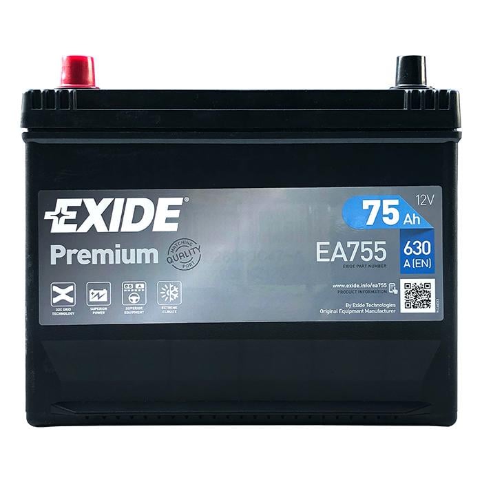 Акумулятор автомобільний EXIDE Premium EA755 EN 6СТ-75Ah Аз ASIA 630A (5105)