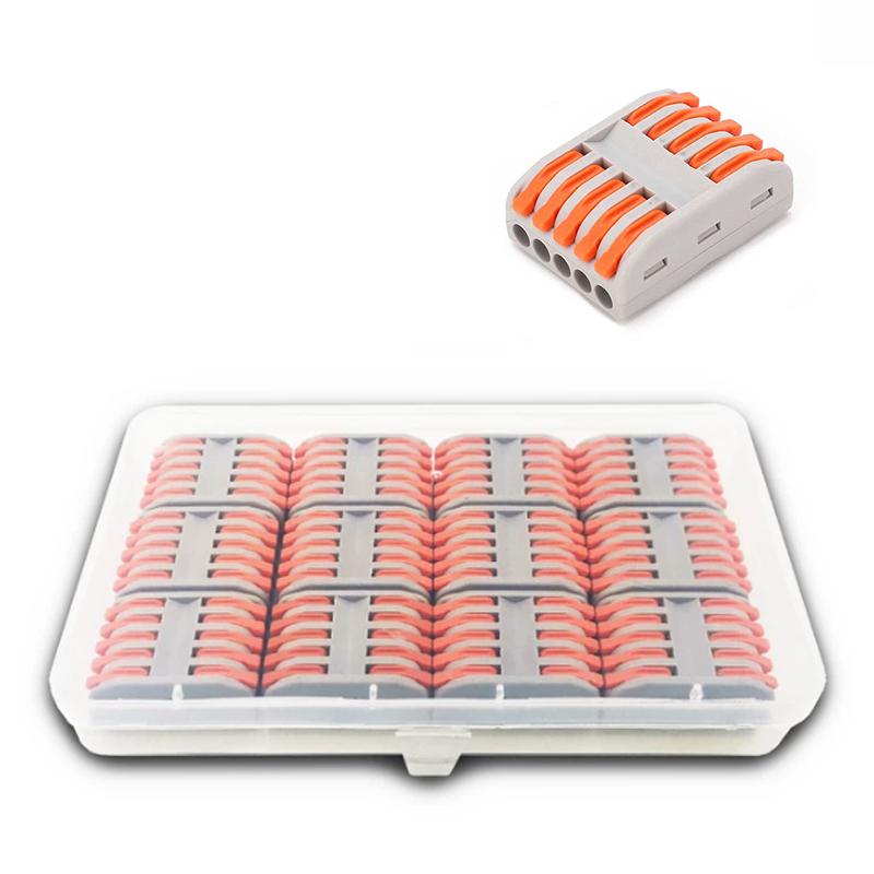 Набір клем Tactix 0,5-4 мм2 32А 5х1-5х1 прохідна одинарна 39,3х28,7х14,5 мм 12 шт. Помаранчевий (CT2-5-12box)