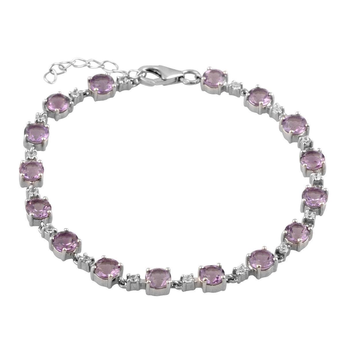 Браслет серебряный с натуральным аметистом 8,047 ct 9,16 г 18 см (2106937)