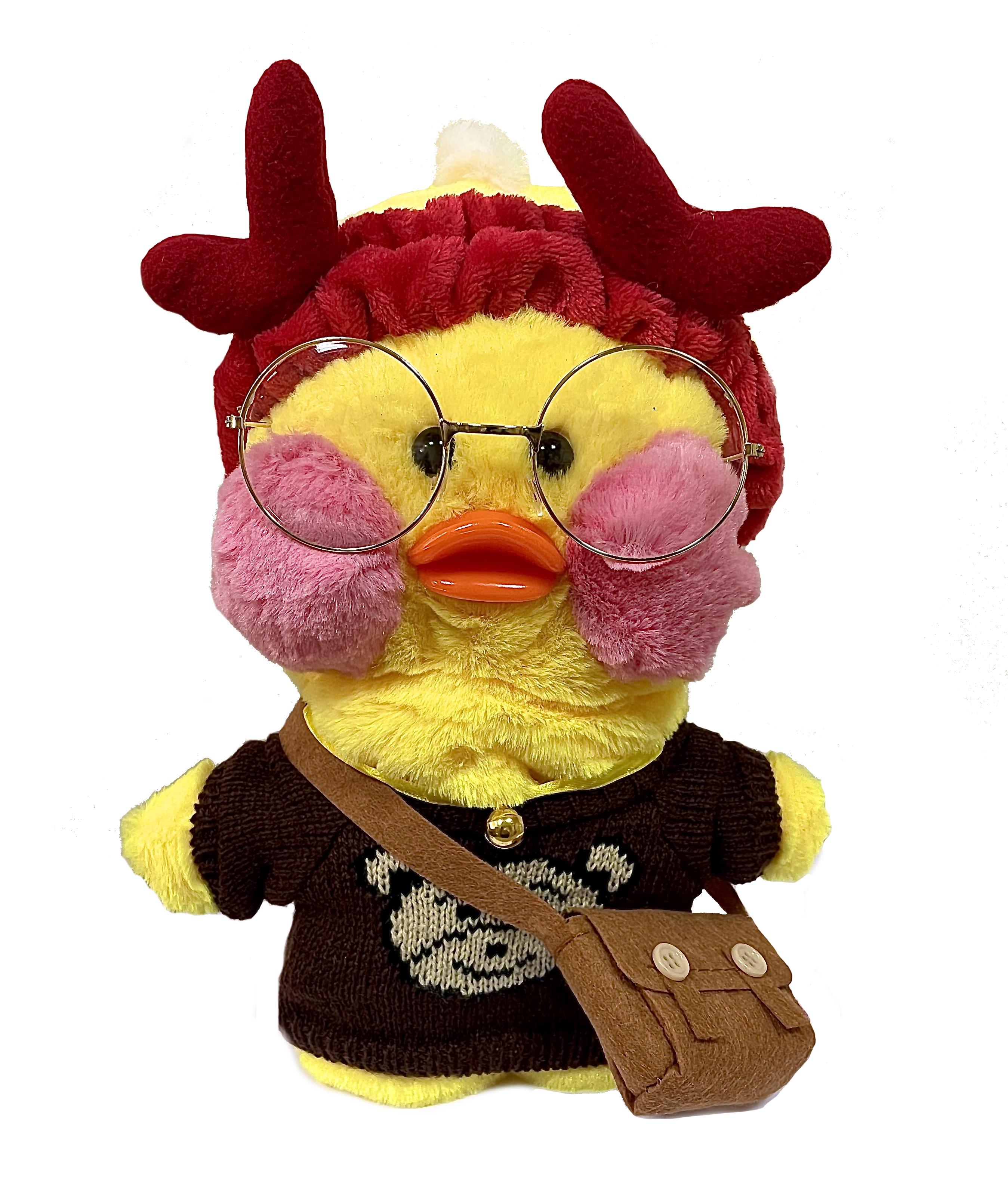 Мягкая игрушка LaLaFanFan Duck в очках с сумкой (66cbbb71)