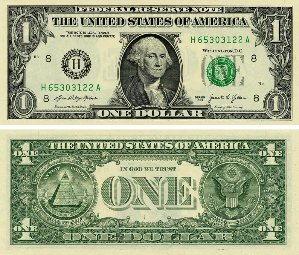 Колекційна банкнота США 1 долар 2021 UNC Джордж Вашингтон P544 (Б19015)