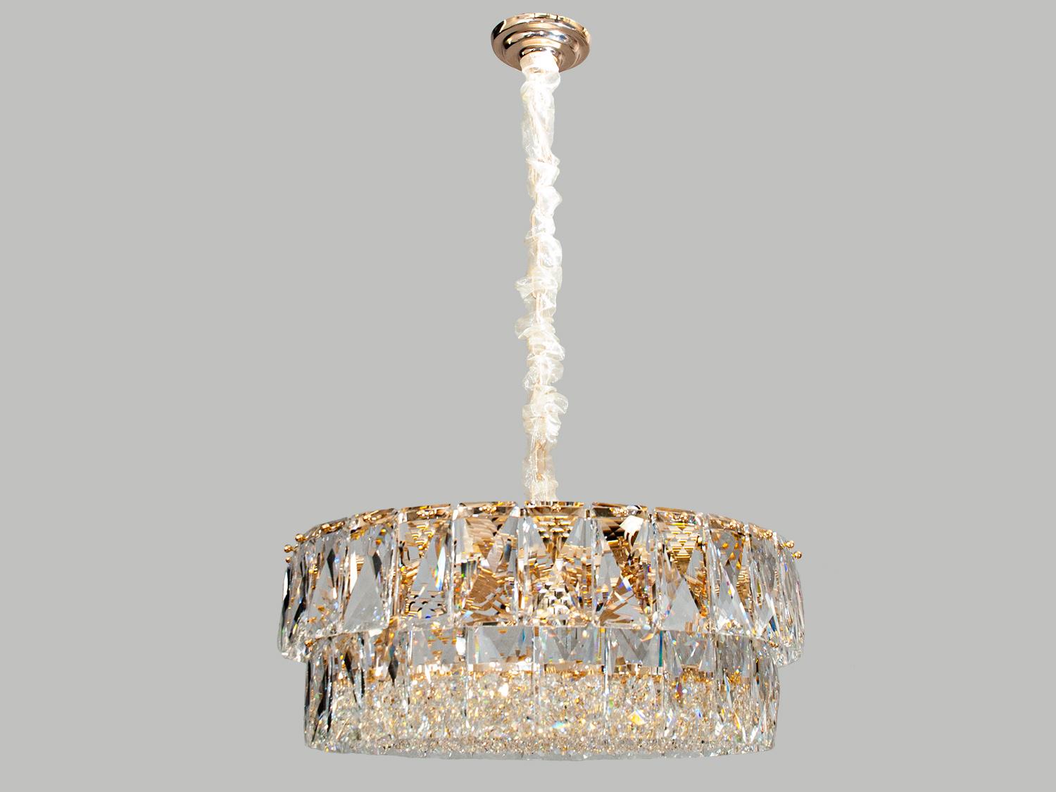 Люстра хрустальная подвесная 40 Вт Золотой (8070-600G+WH)