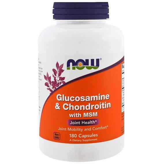 Препарат для суглобів та зв'язок NOW Foods Glucosamine & Chondroitin with MSM 180 Caps