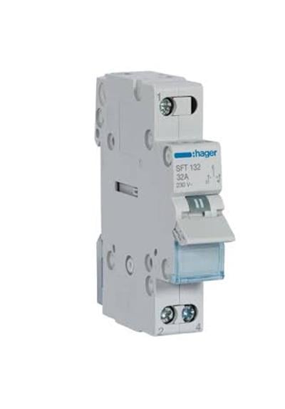 Перемикач Hager SFT132 I-0-II з загальним виходом зверху 1-пол. 32А/230В 1 м 8536 50 80 00 (Х2567)