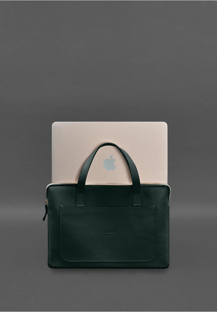 Чехол кожаный с ручками для ноутбука 13" Зеленый (A-028252) - фото 2 Чехол кожаный с ручками для ноутбука 13" Зеленый (A-028252) - фото 2