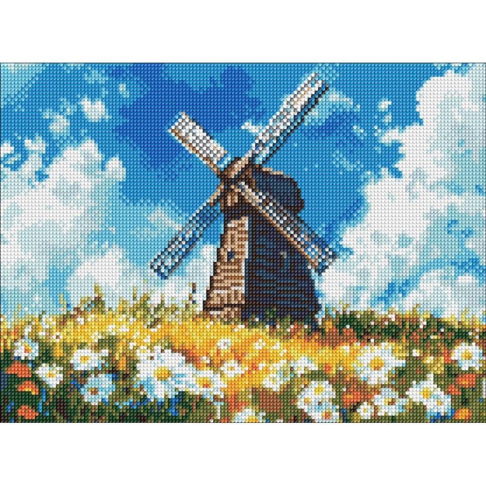 Алмазная мозаика Ideyka Мельница посреди поля 30x40 см (AMO8304)