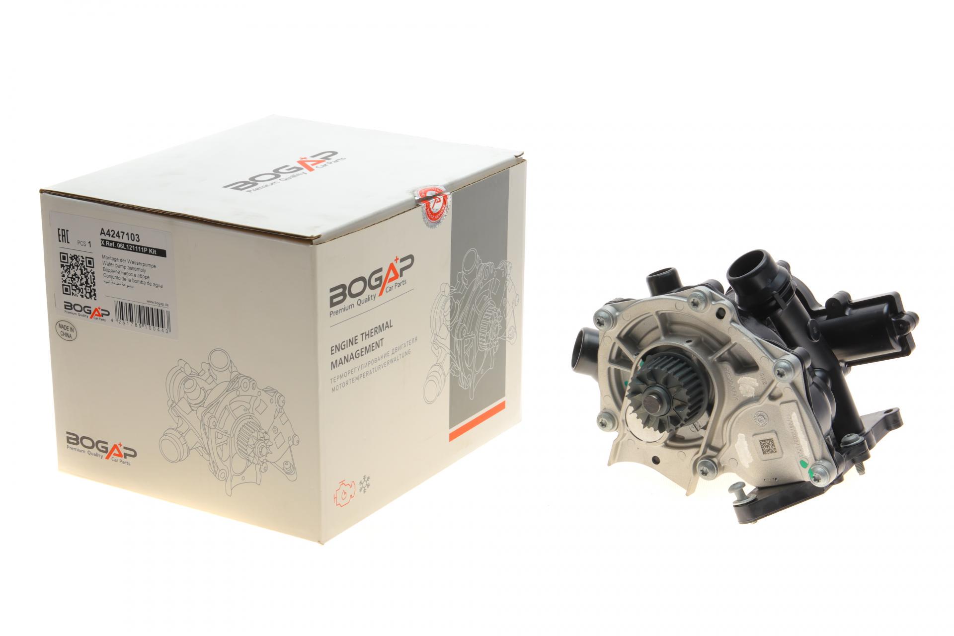 Водяная помпа BOGAP Audi A3/A4/A5/A6/VW Golf VII/Passat VIII/Skoda Octavia IV/SuperB III 1.8/2.0 TSI/TFSI 14- (A4247103)