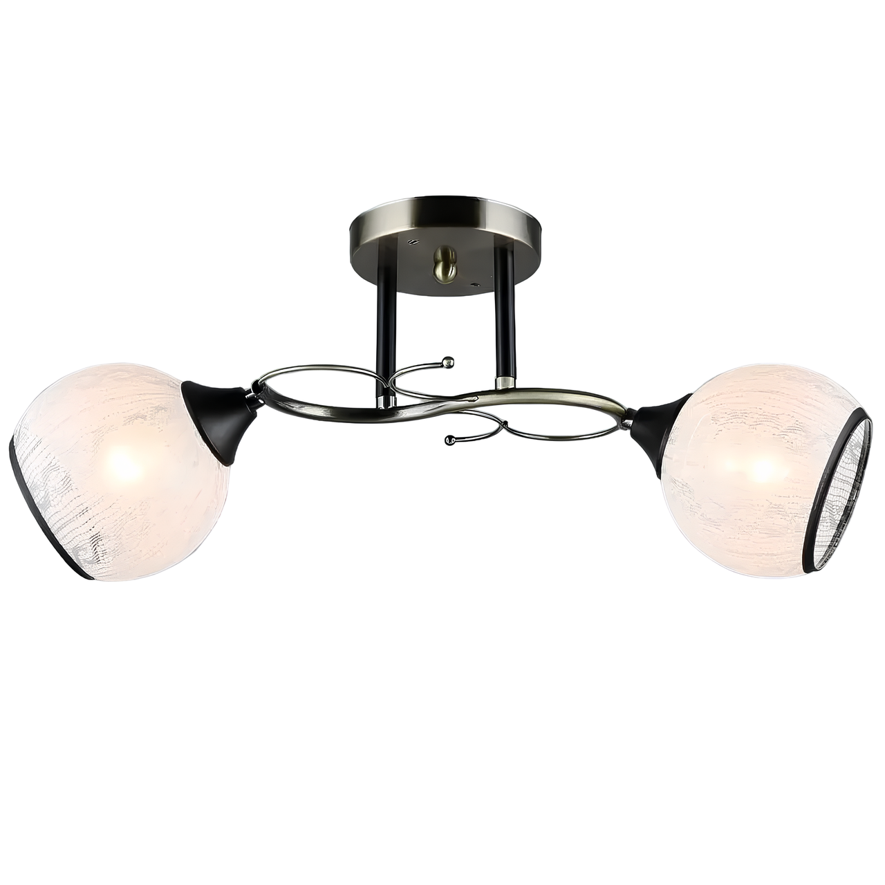 Люстра Svet на две лампы Е27 со стеклянными плафонами Белый (SR-A3842/2 AB+BK)