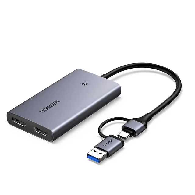 Переходник USB-A/C на HDMI Ugreen /форматы YUY2/MJPEG Grey (99287)