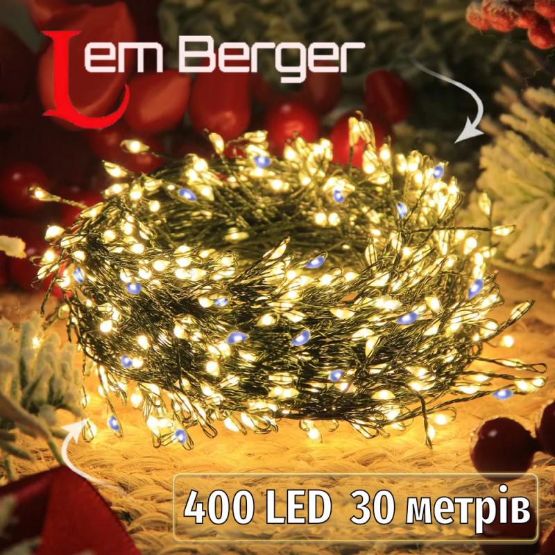 Гирлянда светодиодная Lem Berger хвойная лапка 400 LED 30 м 220 В 4009064 Желтый с голубым - фото 2