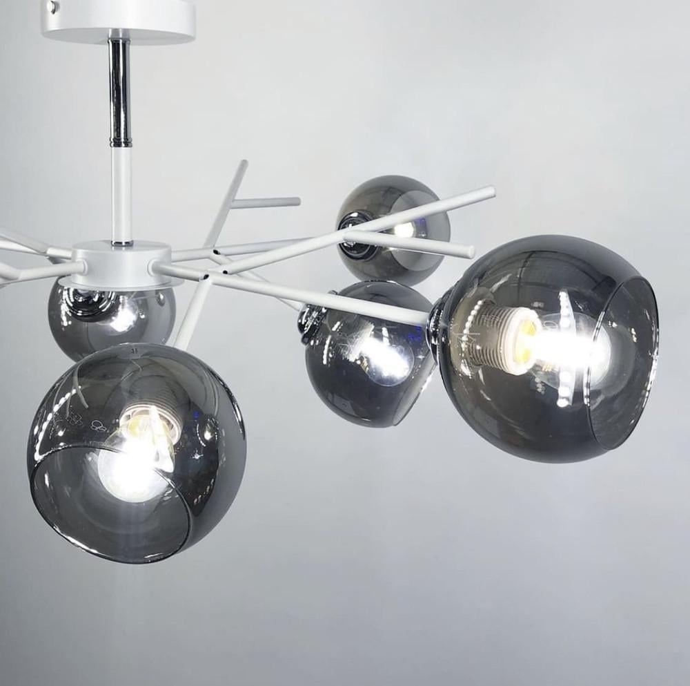 Люстра стельова на 8 графітових плафонів Білий (088/8 WT) - фото 3 Люстра стельова на 8 графітових плафонів Білий (088/8 WT) - фото 3