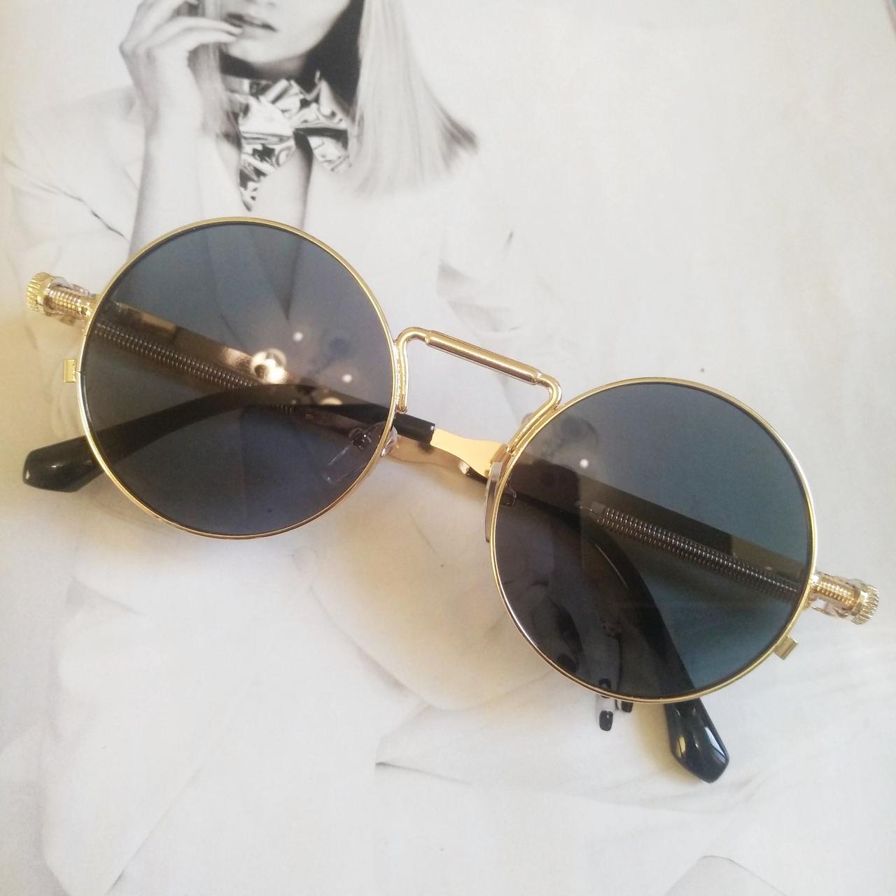 Круглые очки гоглы с пружинами Черный/Золотой (6632-8)