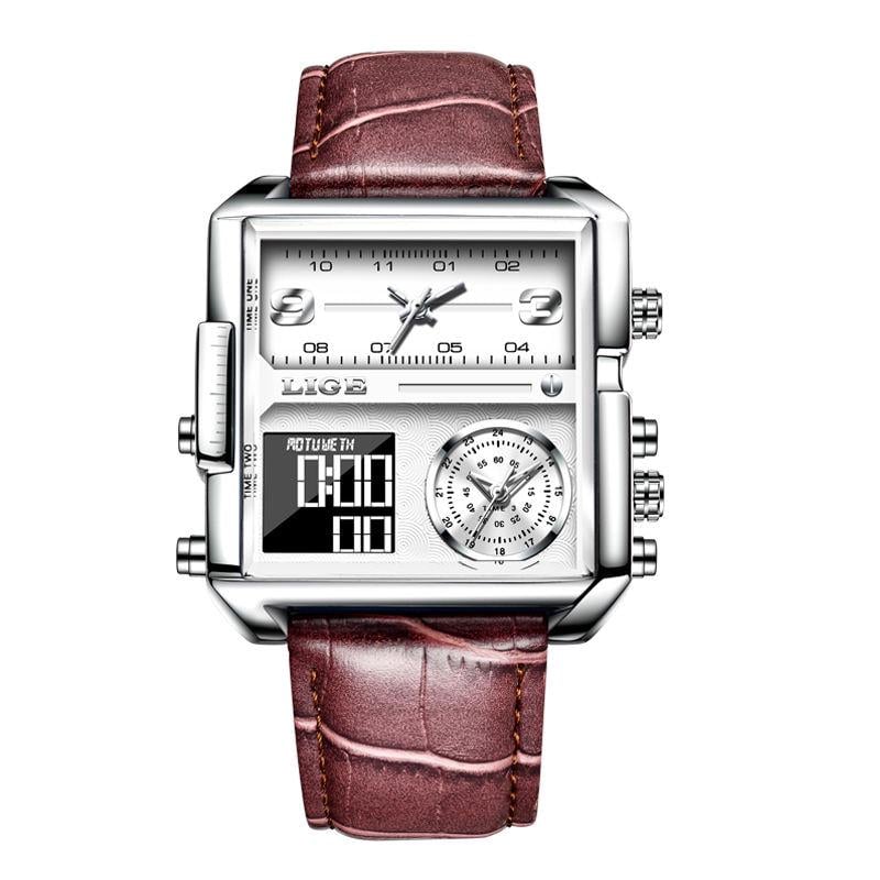 Часы наручные мужские Lige Maxi LG8925 Brown Lether (17793)