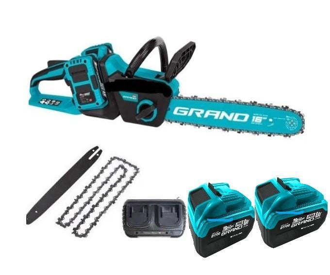 Пила цепная аккумуляторная Grand АПЦ-408/HS бесщеточный мотор/2 шины/2 цепи/2 аккумулятора 8 Ач/двойное зарядное устройство (33852819)