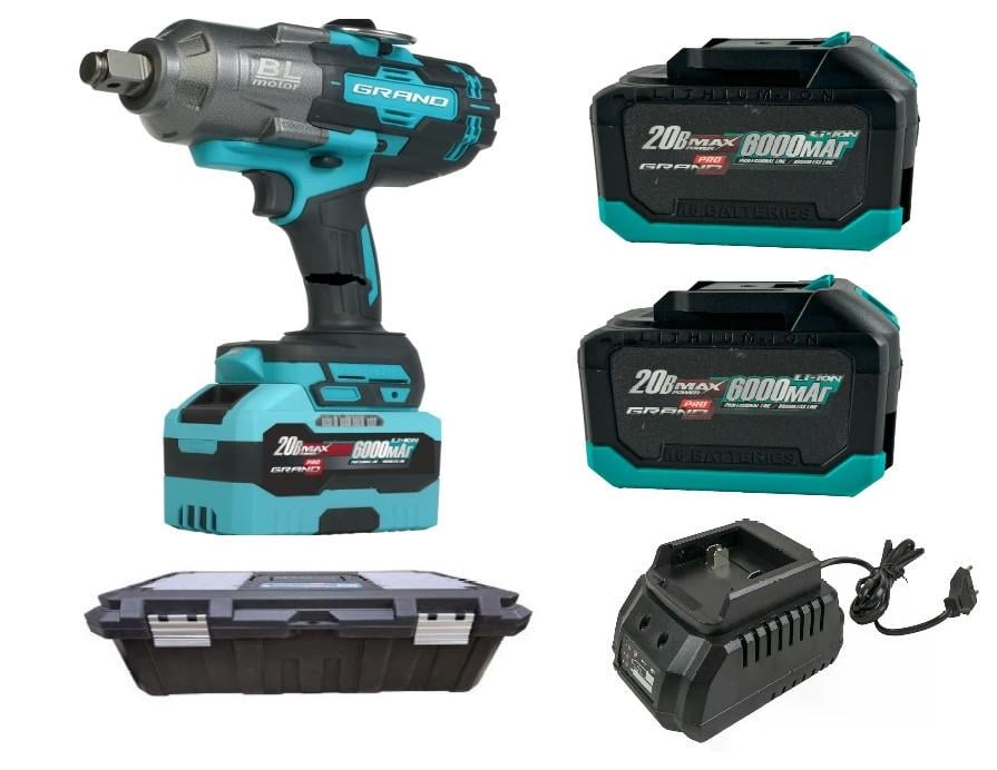 Гайковерт аккумуляторный бесщеточный Grand АГ-2100UBL 2100Нм кейс/2 аккумулятора 6 Ач/ЗУ (27875896)